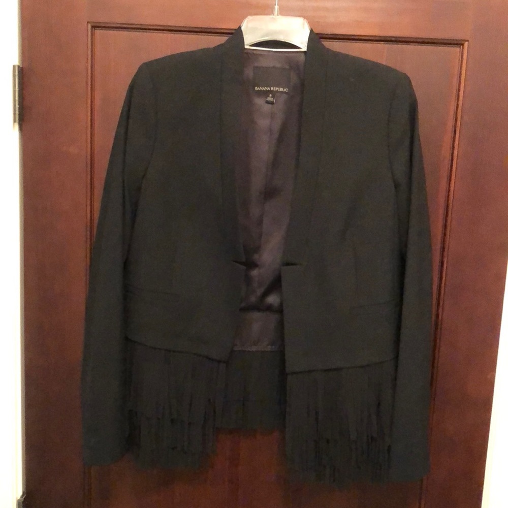 Banana Republican Black blazer / fringe bottom .